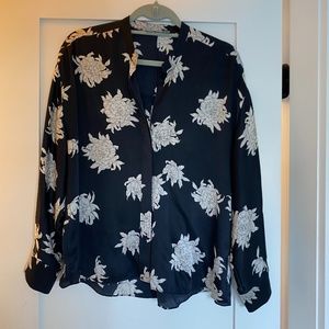 Vince Midnight Blue Silk Shirt